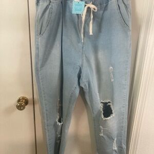NWT Hayden Light Blue Distressed Jogger/Jeans Women’s 2XL